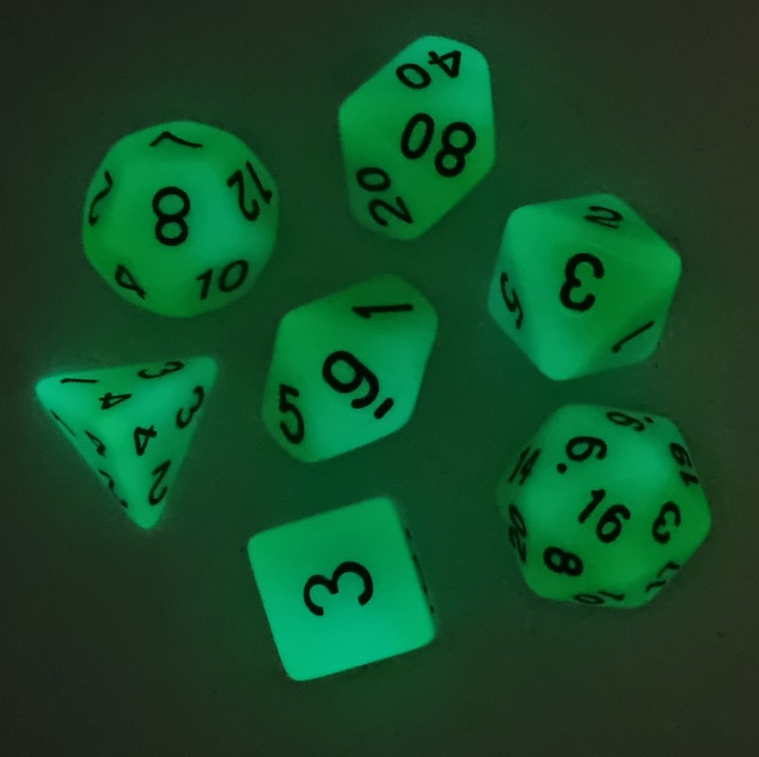 green glow dice